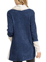 Casual Contrast Color High-Neck Blouses&Shirts Tops