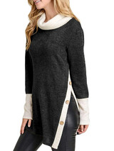Casual Contrast Color High-Neck Blouses&Shirts Tops