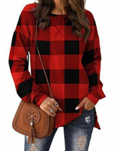 Casual Loose Plaid Blouses&Shirts Tops