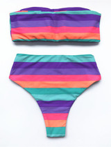 Strapless Stripe Bikini Swimsuit