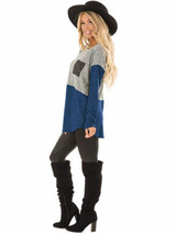 Casual Contrast Color Pocket Blouses&Shirts Tops