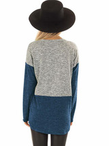 Casual Contrast Color Pocket Blouses&Shirts Tops