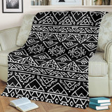 Black Ethnic Aztec Pattern Print Blanket KTSR