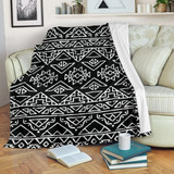 Black Ethnic Aztec Pattern Print Blanket KTSR