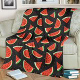 Black Cute Watermelon Pattern Print Blanket KTSR