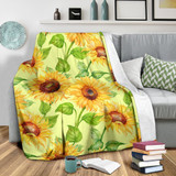 Beige Watercolor Sunflower Pattern Print Blanket KTSR