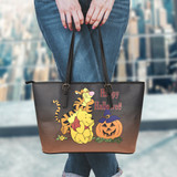 Winnie The Pooh Halloween Leather Tote Bag