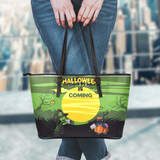 Stitch Halloween is coming Leather Tote Bag
