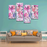 Floral Pattern Canvas Wall Art 4 Pieces Framed Wall Pictures