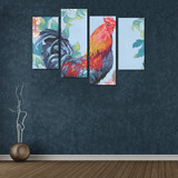 Rooster Canvas Wall Art 4 Pieces Framed Wall Pictures