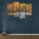 Road Autumn Forest Canvas Wall Art 4 Pieces Framed Wall Pictures Road Autumn Forest Canvas Wall Art 4 Pieces Framed Wall Pictures