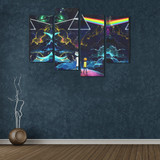 Rick & Morty Pink Floyd Dark Side of the Moon Canvas Wall Art Y (4 pieces)
