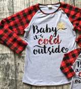 Buffalo Plaid Mommy & Me Matching Christmas Raglan - "Baby It's Cold Outside"