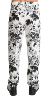 DOLCE & GABBANA  White Floral Slim Casual Trouser Men Pants