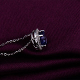Shiny! Diamond Tanzanite Pendant Necklace With Chain 18kt White Gold