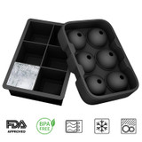 Sphere Ice Ball Maker with Lid and Large Square Ice Cube Molds