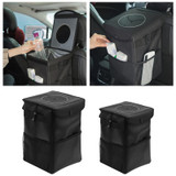 Car Trash Can with Lid and Storage Pockets