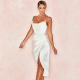 Satin Party Dress Women Skinny Elegant Dress