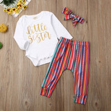 Baby Girl Letters Striped Pants Set