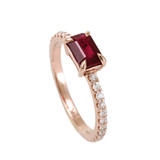Ruby Diamond Pinky Ring , Stackable Ring in 14K Rose Gold