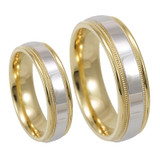 Men's 14K Two Tone Gold Wedding Band, Shiny Wedding Ring, Comfort Fit Promise Ring, Milgrain Wedding Band