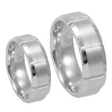 Ladies 14K White Gold Comfort Fit Band with vertical groove lines, 14K White Gold Wedding Band