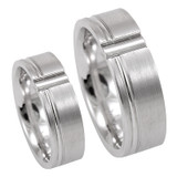 Ladies 14K White Gold Comfort Fit Band with vertical groove line, 14K White Gold Wedding Band