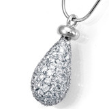 Teardrop Diamond Pendant With Chain in 14K White Gold