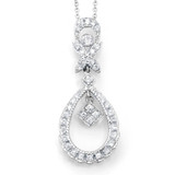 Victorian Inspired 14K White Gold Diamond Pendant