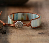 Natural Amazonite Stone and Tree of Life Bracelet