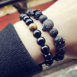 Skull & Crown Lava Stone Essential Oil Diffuser Bracelet ☠