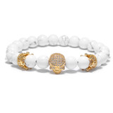 Double Crown Rhinestone Skull Bracelet
