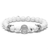 Double Crown Rhinestone Skull Bracelet