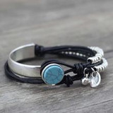Unique Silver Beads & Leather Bracelet