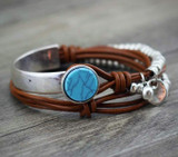 Unique Silver Beads & Leather Bracelet