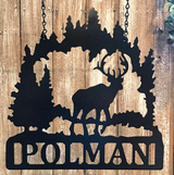 Elk Antlers/Nature Scene Wall/Door Hanger Decor Sign - 24" Personalized Hunter Gift