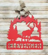 Elk Antlers/Nature Scene Wall/Door Hanger Decor Sign - 24" Personalized Hunter Gift