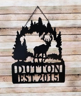Elk Antlers/Nature Scene Wall/Door Hanger Decor Sign - 24" Personalized Hunter Gift