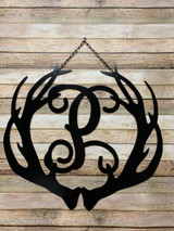 Deer Antlers Decor - Monogram - 24" Family Monogram Sign