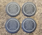 Main Street Here You Leave Today Entranceway Engraved Slate Welcome Plaque Inspired Drink Coaster Set of 4 (Disney World Prop Inspired Replica)