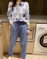 Printed Hearts Knitted Two Piece suit