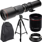 High-Power 500mm/1000mm f/8 Manual Telephoto Lens + Tripod + Backpack for Canon SLR Cameras