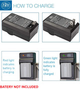 BM Premium NP-FW50 Battery Charger for Sony A3000, A5000, A5100, A6000, A6100, A6300, a6400, A6500, DSC-RX10, DSC-RX10 II, DSC-RX10 III, DSC-RX10 IV