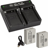 BM Premium 2 Pack of NB-10L Batteries and Dual Bay Charger Kit for Canon PowerShot G15, G16, G1X, G3-X, SX40 HS, SX50 HS, SX60 HS Digital Camera