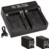 BM 2 BP-828 Batteries and Dual Bay Charger for Canon VIXIA HFG60 HFG50 XA40 XA45 XA50 XA55 GX10 HFG20 HFG21 HFG30 HFG40 XA15 XA20 XA25 XF400 XF405
