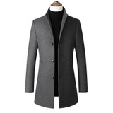 Winter Wool Jacket Men's High-quality Wool Coat casual Slim collar wool coat Men's long cotton collar trench coat
