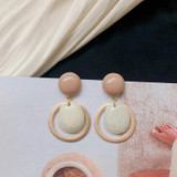 AENSOA 2020 Korean Geometric Round Pendant Drop Earrings For Women Simple Candy Color Smooth Resin Acrylic Earring Jewelry femme