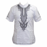 Mr Hunkle Embroidery Summer t-shirt Mandarin Collar Short Sleeve Men's Top Tee Smooth Casual African Traditional Dashiki Shirt