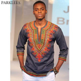 2018 New Fashion African Dashiki Print V Neck T Shirt Men Short Sleeve Casual Tee Shirt Homme Hip Hop Streetwear T-shirt Male