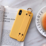 For iPhone 11 Pro Max X XR XS Max Candy Color Wrist Strap Holder Soft Silicone Case For iPhone 8 7 6 6s Plus 11 SE 2020 SE2 Case